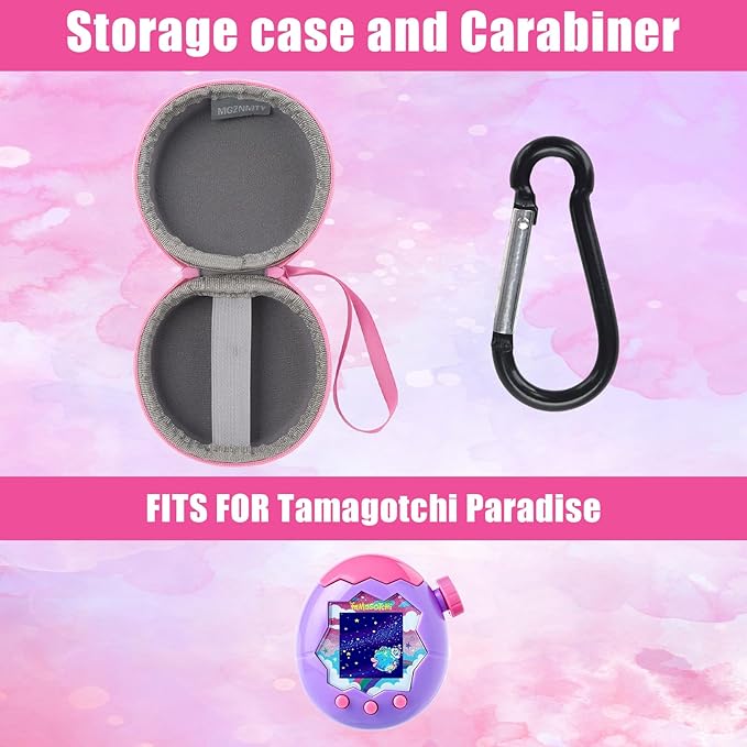 YouKnow Hard Case for Tamagotchi Paradise Electronic Virtual Pet Game Machine with Carabiner (Only Case) (Pink)