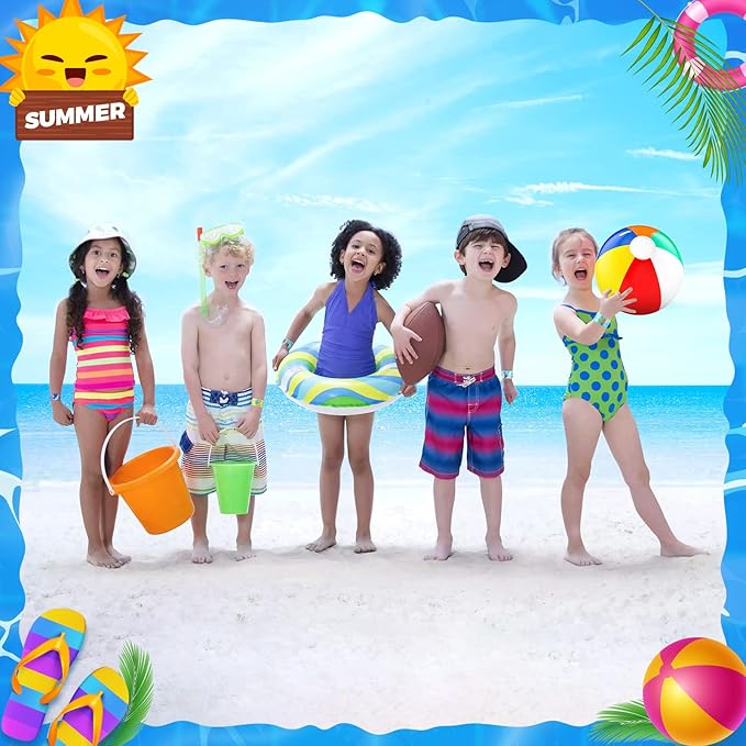 Pool Party Favors and Beach Party Favors - 120 PCS Party Bag Stuffers for Kids Including Beach Balls, Kids Sunglasses Bulk, Bubble Wands, and More for Beach Pool Party Favors, Birthday Party Supplies
