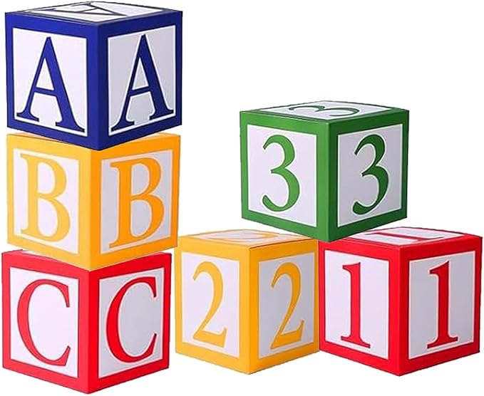 6 Pcs Cartoon Friend Street Party Decoration ABC and 123 Alphabet Balloon Box Back to School Decoration Cartoon Story Decor for School Graduation Birthday Party Supplies