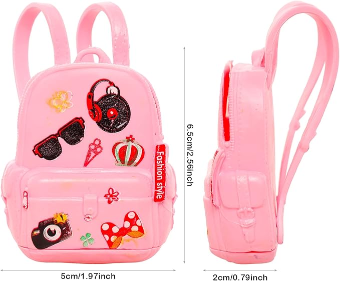 ENOCHT 19 Pcs Girl Doll School Accessories Backpack Mini Desk Lamp Laptop Mini Globe Glasses and Headset for 11.5 Inch Doll School Playset