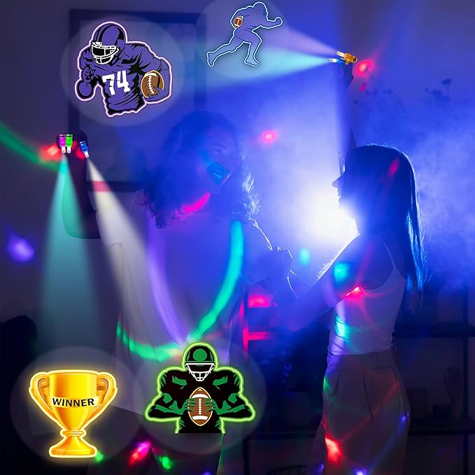 24PCS Football Party Favors-LED Finger Lights：Glow-in-the-Dark Light-Up Toys Bulk for Kids,Football Theme Birthday Party Decorations Supplies,Goodie Bags Stuffers, Classroom Prizes, Fun Gifts