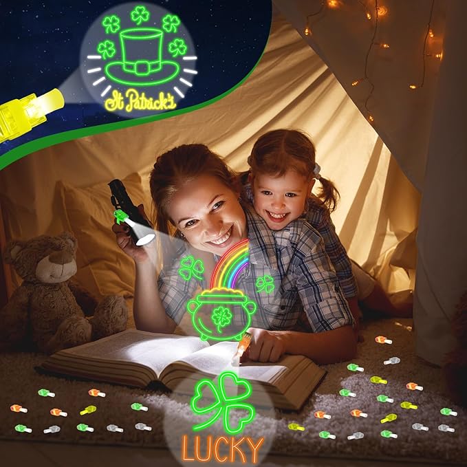 36Pcs St. Patrick's Day LED Finger Lights Shamrock Gold Coin Party Favors Glow in the Dark Light Up Finger Lights Themed Toys Bulk for Birthday Party Goodie Bag Stuffer Birthday Gifts Classroom Prize