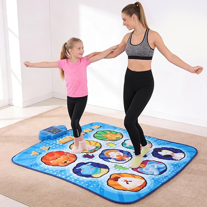 SUNGOOYUE Dance Pad, Electronic Music Mat with 80 Sounds Foldable Non Slip Playmat for Kids Adults Gift for for 3 to 12 Years Old Girls Birthday Toys Gifts (Blue)