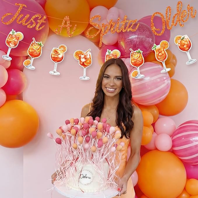 Maitys Just a Spritz Older Banner Margarita Party Decoration Spritz Decor Orange Citrus Cocktail Garland Lemon Citrus Birthday Party Decoration Glitter Letter for Bridal Shower Wedding Supplies