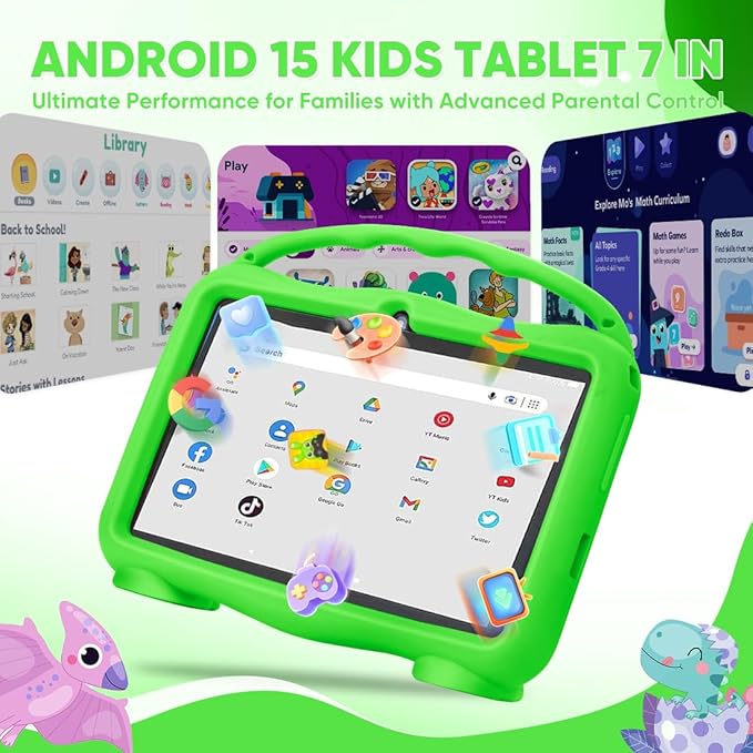 Kids Tablet, 7 inch Tablet for Kids, Educational Learning Toddler Tablet Android 15, 8(3+5) GB RAM+32GB ROM Storage, WiFi,for Baby Girl boy 3-10(Green)