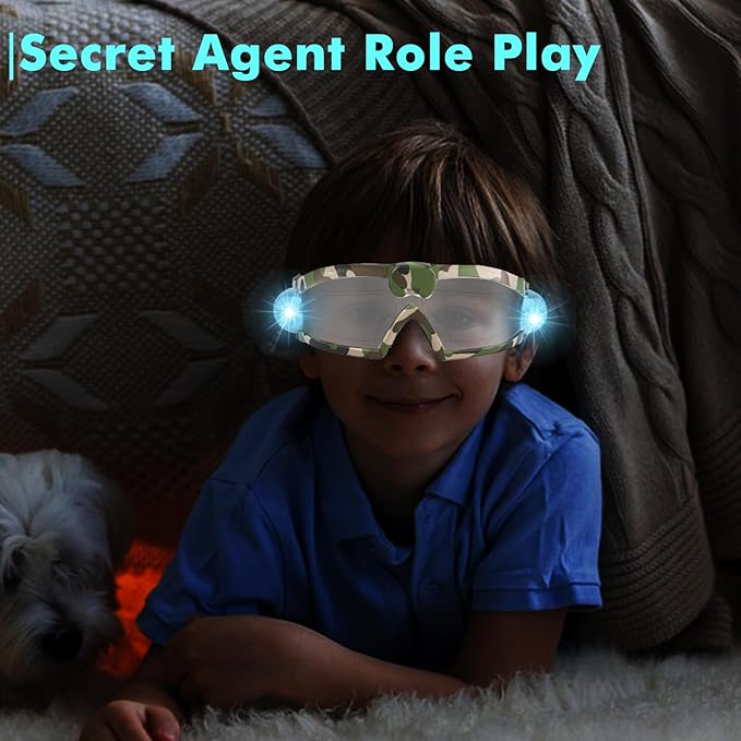 sportsvoutdoors Kids Night Vision Goggles - Adjustable Spy Gear Kids Goggles Toy with LED Light Beams, Cool Glasses for 6-12 Boys Girls Role Play in The Dark