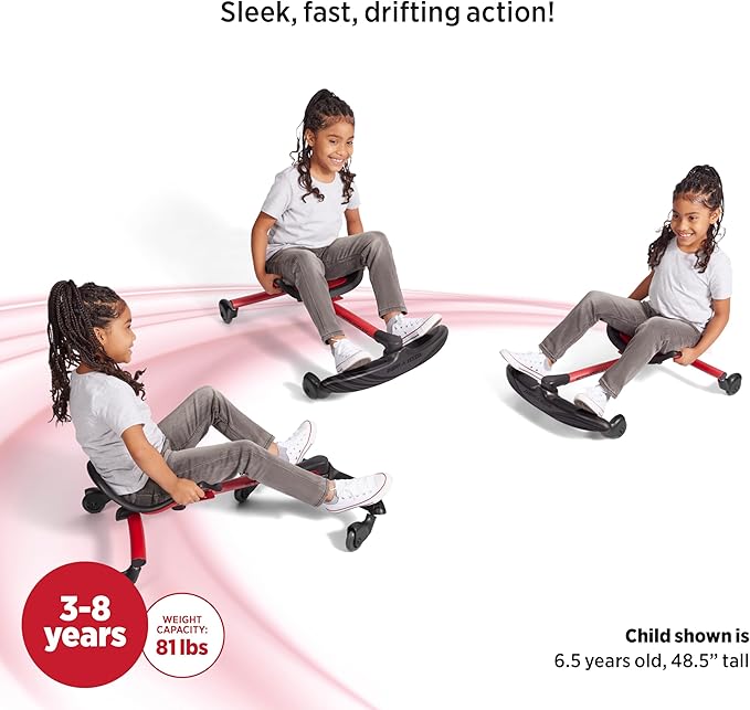 Radio Flyer Stingray Pro, for Ages 3-8, Hands Free, Foot Powered Ride On with 360-degree Caster Wheels, Adjustable Seat with Integrated Handles, Solid Steel Frame, Padded Seat, Kids Ride On Toys