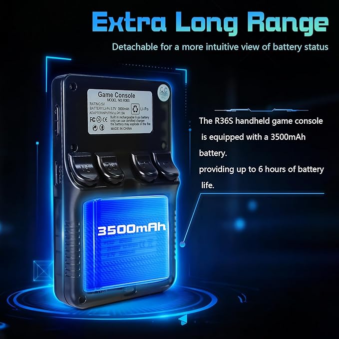 R36S Handheld Game Console Retro Gaming Console Portable Handheld Retro Game Console Preloaded with Built-in Games Handheld Emulator Console (64, GB)