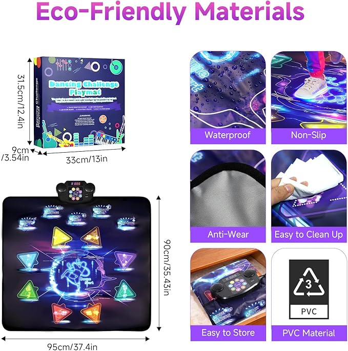 Wireless Bluetooth Dance Mat | Built-in Music 8 Games 3 Levels | Gifts for Kids Birthday Christmas Children's Day | Boys Girls 3-15 Years Old