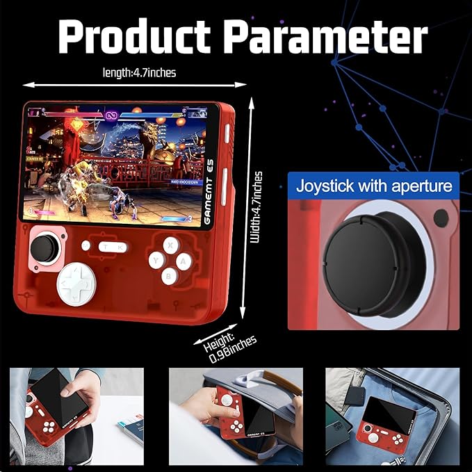Retro Handheld Game Console - 5 Inch IPS Screen, Linux System, Pre-Installed 64GB TF Card Built-in 15000+ Classic Games, 1280x720 Pixels, Game Searchable, Portable Pocket Arcade with Desktop Stand