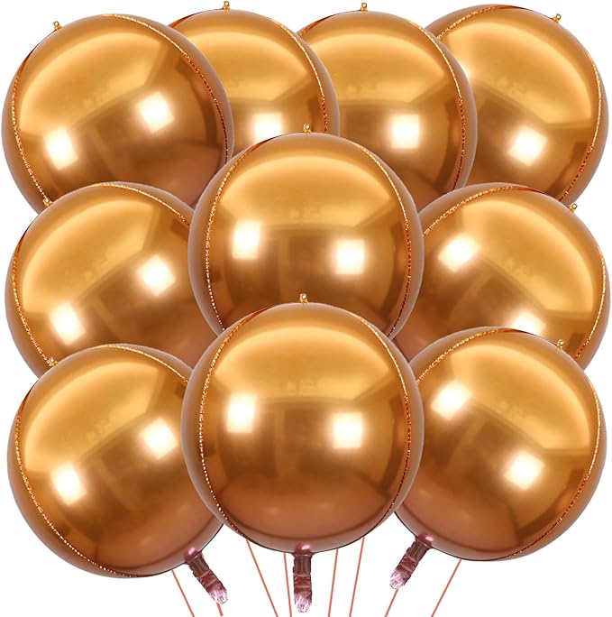 KALOR 22 Inch Metallic Orange Mylar Balloons, 10 Pcs Gradient Orange Balloon, Large Giant Round 4D Foil Balloons for Wedding, Birthday, Engagement, Bridal Shower, Graduation Party Decorations