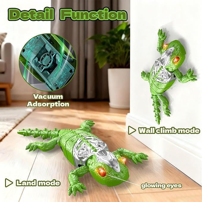RC Wall Climbing Gecko,Glow in The Dark Wall Climbing Toy,Fun Prank & Climbing Toy for Boys & Girls Ages 3, 4, 5, 6, 7, 8. (Yellow)