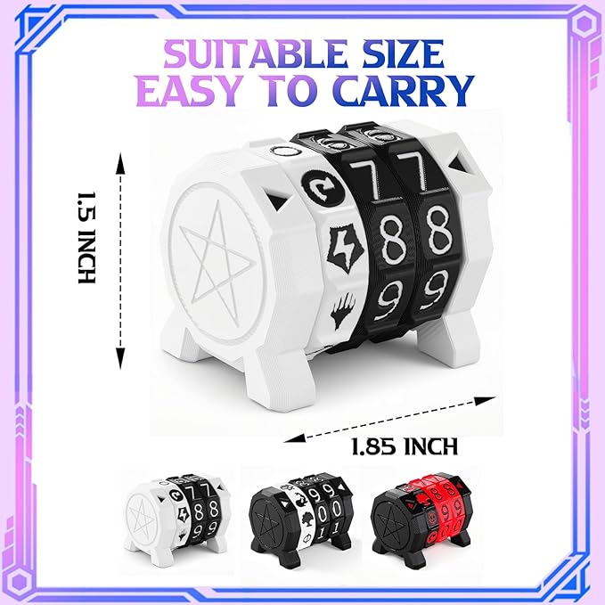 MTG Life Counter Wheel Health Tracker Gradient Game Counter for Board Game Compatible Table top Games with Magic Card Game Accessories CCG Creature Stats (White with Black)