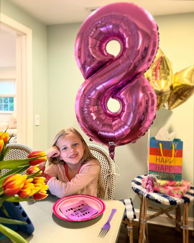 Pink Number Balloon 40 Inch, 0 Number Balloons, 10 20 30 40 50 Numbers Balloon Birthday Decorations, Party Supplies for Women