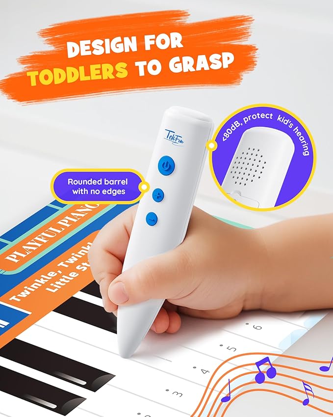 TEKFUN Interactive ABCs & 123s Learning Posters with Talking Pen, Autism Sensory Educational Toys, Toddler Birthday Gifts for Kids Ages 1 2 3 4 5 6