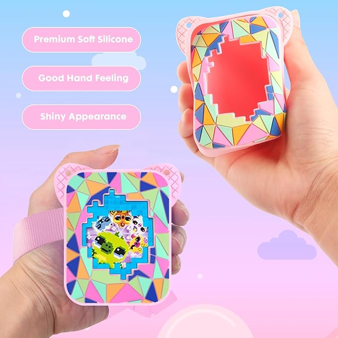 Silicone Cover Case for Bitzee Magicals Interactive Toy Digital Pet and Case,Case with Lanyard,Protective Case Holder Skin for Bitzee Virtual Electronic Pets for Girls & Boys Pink