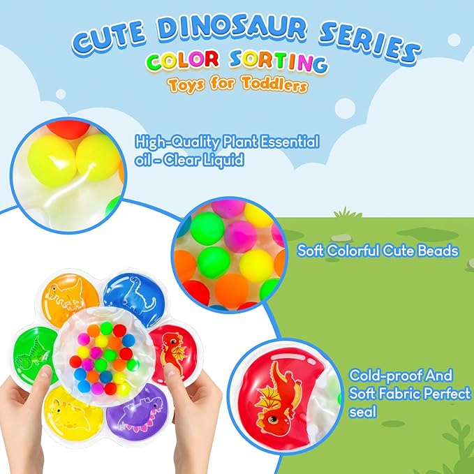 Valentine's Day Color Sorting Sensory Toy for Toddlers 3-5 Years - Montessori Fine Motor Skills Development, Travel & Autism Learning Activity for Airplane Classroom Easter Gift for Kids