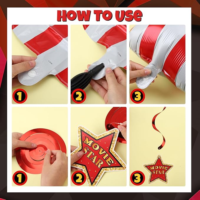 Movie Night Decorations Kit Now Showing Banner Hanging Swirls Popcorn Camera Clapboard Balloons for Movie Themed Birthday Party Supplies Film Backdrop