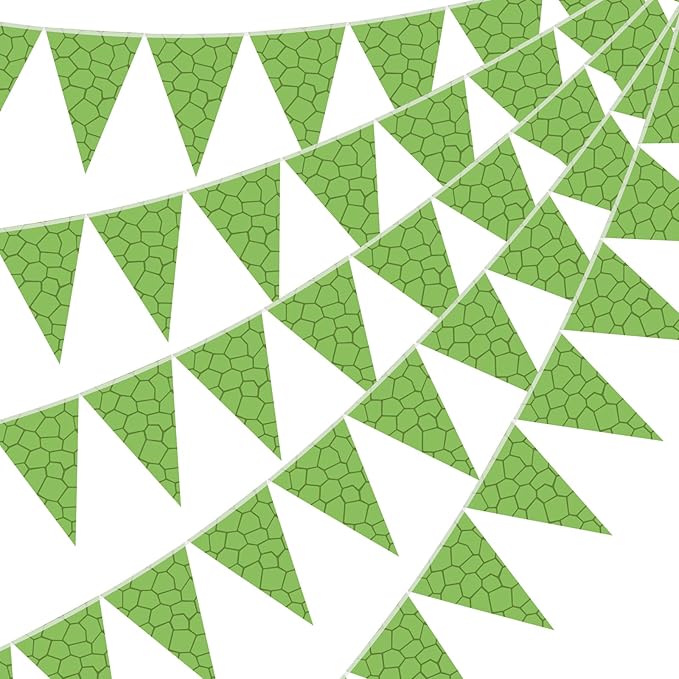 Tiamon 5 Pcs Green Turtle Birthday Banner Decoration Sea Turtle Themed Pennant Bunting 49.2 Ft Green Teenage Mutant Turtles Triangle Flag for Kids Birthday Teenager Cartoon Party Decoration