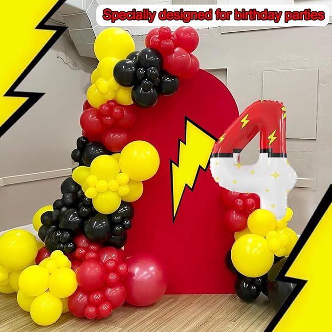 40 Inch Giant Red and White Cartoon Theme Number Foil Balloons - Large Number 4 Balloons Animation for Kids' Birthday Anniversary Party Decorations Supplies (Numbers 0-9 Available)