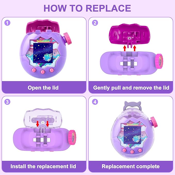 for Tamagotchi Paradise Clear Case and Replacement Lid Set, Ideal for DIY Fans, Collectors and Display, for Paradise Tamagotchi Accessories, with Lanyard (No Device/Film)