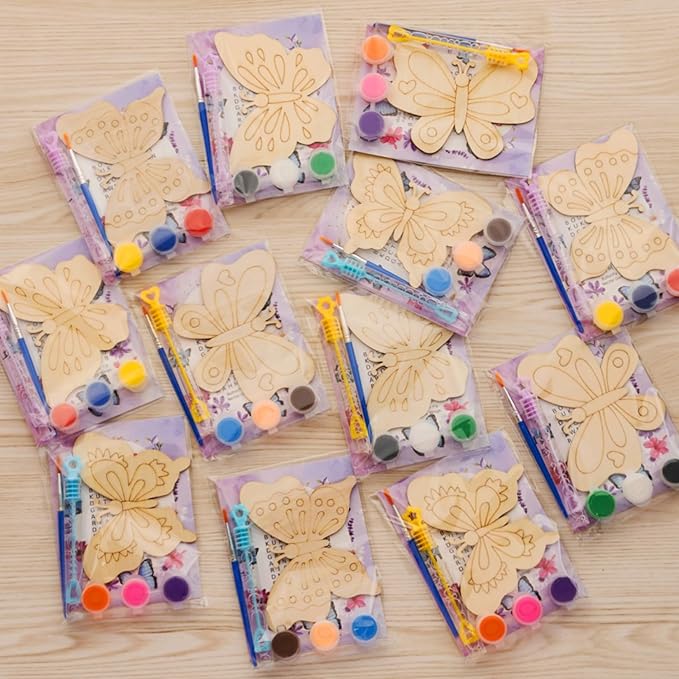 Butterfly Party Favors - 12 PCS Butterfly Birthday Party Supplies - Butterfly Bubbles & Paint Crafts - Butterfly Birthday Decorations Goodie Bags Gifts Prizes for Kids Girls Toddler