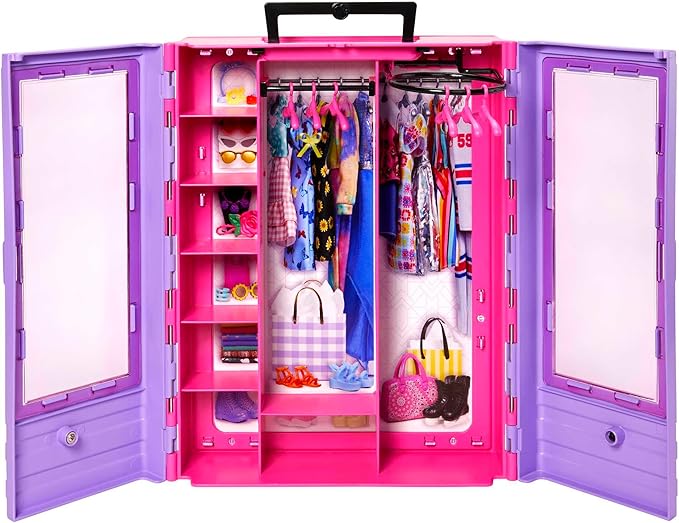 Barbie Fashionistas Ultimate Closet Portable Fashion Toy with Doll, Clothing, Accessories and Hangers, Gift for 3 Years Old and Up