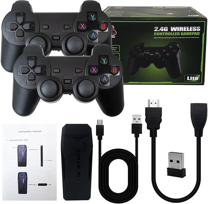 USonline911 Retro Gaming Console with 15 Built-in Emulators, Retro Game Stick 4K HDMI Output, Plug Play TV Video Gaming Stick with 20000+ Games, 2.4GHz Wireless Controller for Christmas Birthday Gift