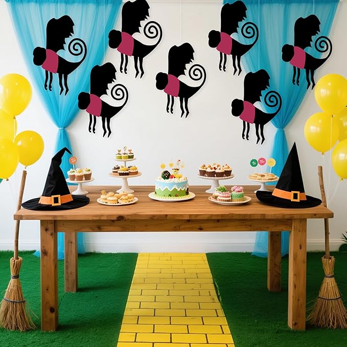 Preboun 15 Pcs Wizard Party Flying Hanging Monkey Decorations, Flying Hanging Monkey Banner Ceiling Decor for Classroom Pink and Black Wizard Party Decoration(Rose Pink, Funny)
