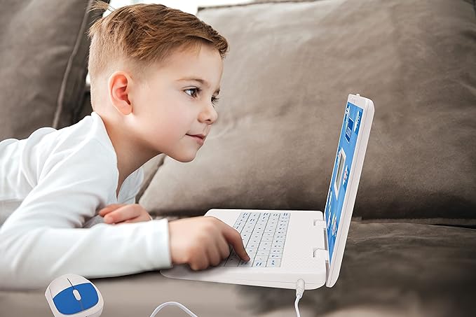 LEXIBOOK, Educational and Bilingual Laptop Italian/English, Toy with 124 Activities to Learn Mathematics, Dactylography, Logic, Clock Reading, Play Games and Music, White, JC598i5