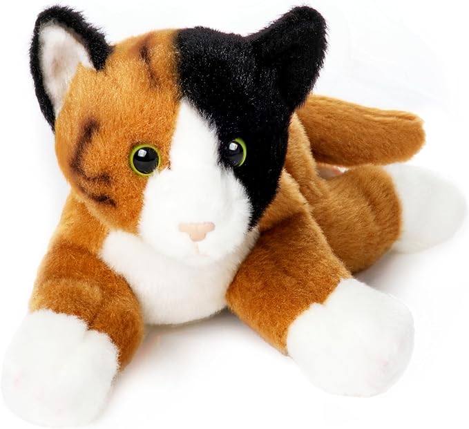 Bearington Lil' Callie Stuffed Animal - 8" Posable Kitty Plush Stuffy with Soft Tricolor Fur and Weighted Inner Bean Bags - Adorable Calico Kitten Plushie Toy and Cuddly Gift for Kids and Cat Lovers