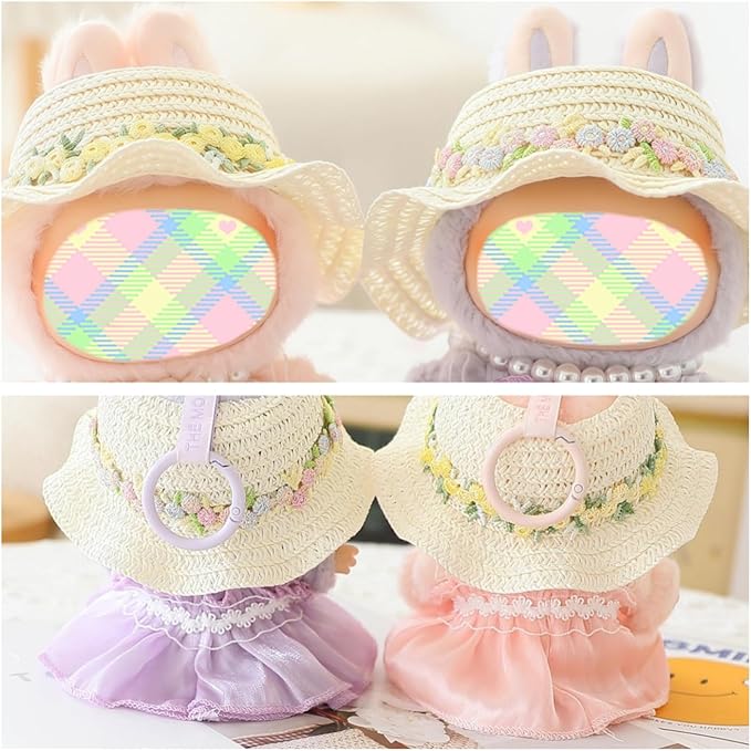 Clothes for Dolls Accessories, Outfit Set 3 Pieces Gauze Dress for 15cm 17cm Doll (No Doll), Romantic Hat Skirt Doll Clothing Set Replacement White