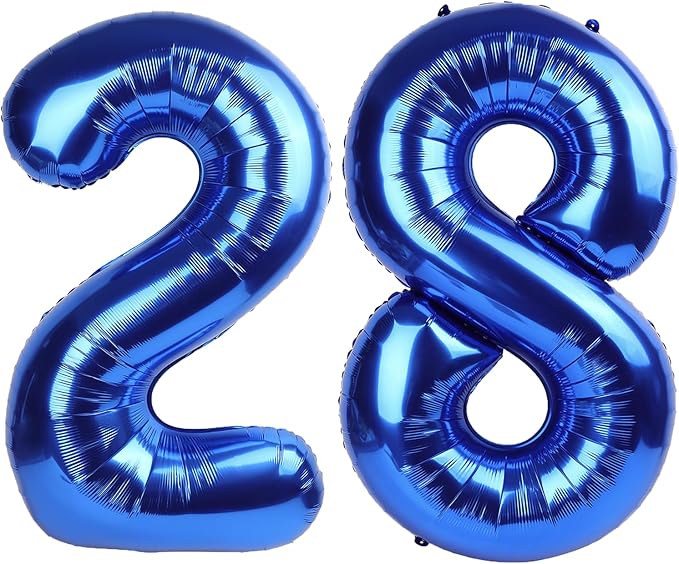 40 Inch Navy blue Number 28 Digital Balloon,Jumbo Mylar Foil Helium Balloon for 28 Balloons for Birthday Party,Wedding Anniversary Party Decorations