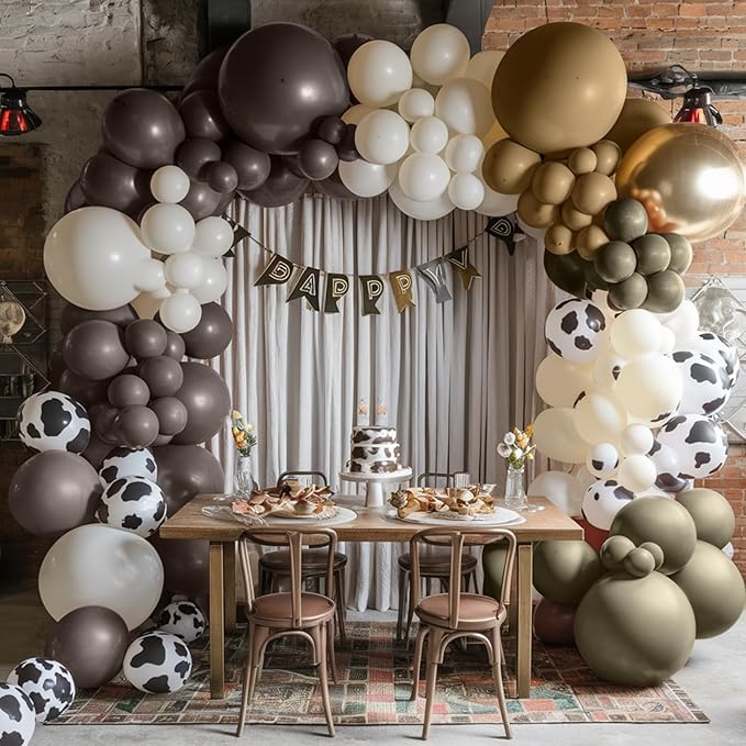 Western Cowboy Party Balloons,12 Inchs Black White Blush Brown Gold Balloons, Party Balloons for Birthday Baby Shower Engagements Weddings Anniversary Party Decorations