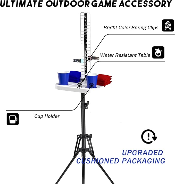 Teamaze Cornhole Scoreboard 4 Sets Cornhole Score Keeper with Dri-nk Holder Corn Hole Game Accessories for Outside, Yard Game