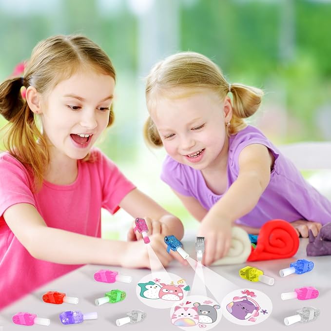 36Pcs Cute Animals LED Finger Lights Kawaii Animals Glow in the Dark Light Up Finger Lights Pink Party Favors Animal Theme Toys Bulk for Kids Cute Animal Birthday Classroom Prize Exchange Gift Supply