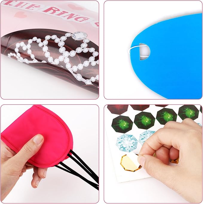Hxezoc Pin The Ring on The Bride Game - 42 Pcs Rings, Large Bridal Games Poster for Shower, Wedding, Birthday, Carnival Party Supplies