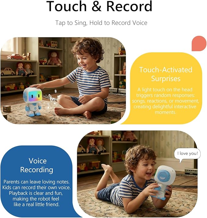 GILOBABY Programmable RC Robot Toy for Boys, Rechargeable STEM Astronaut w/LED Face, Voice Recording, Dancing, Remote Jetpack, Gift for 4 5 6 7 8 Year Old Kids（Blue）