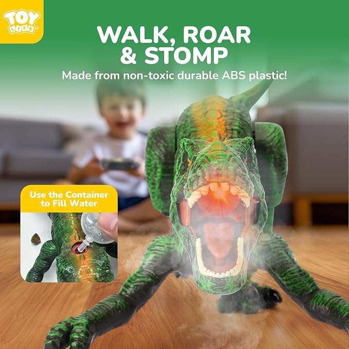 TOY Life Remote Control Dinosaur Toy, RC T-Rex with Lights, Sounds & Mist Spray, Walking Robot Dinosaur Toys for Boys Age 4-7, Rechargeable Large Dinosaurs Toy Gift