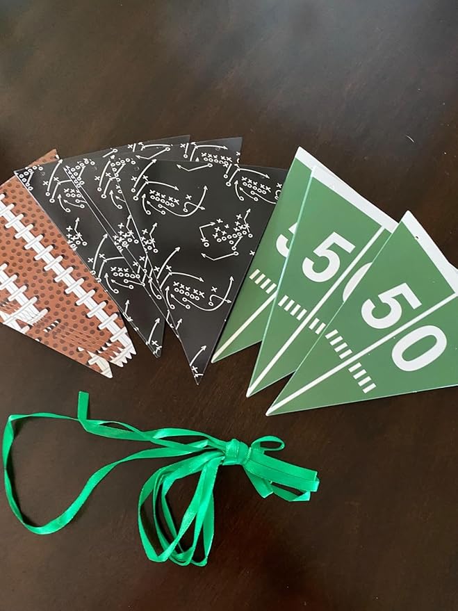 CC HOME Rugby Banner String Flags Decoration Ball Sports Theme Birthday Party Pennant Banner for Shower Party Decorations