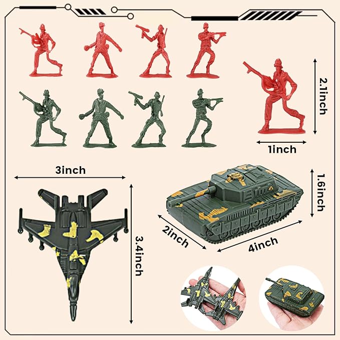 AMOR PRESENT 277 PCS Army Men Military Playset, Army Men Toys for Boys 8-12, Military Soldier Playset Plastic Toy Soldiers Figures and Accessories with Handbag, Christmas Stockings Gift for Kid