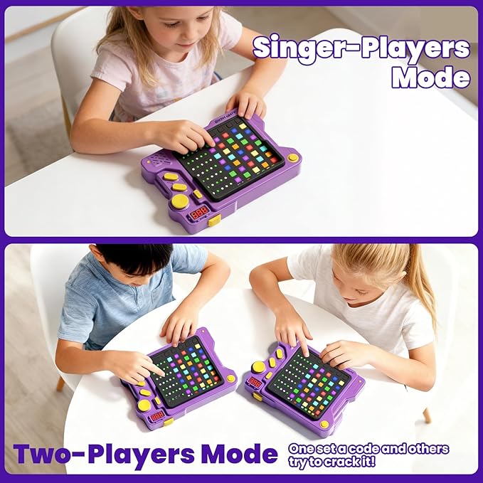 Super Decoder Game, 4-in-1 Code Breakers Puzzle Game, Handheld Games for Kids and Adults, Birthday Gift for Boys and Girls, Travel Games for Road Trip (Purple)