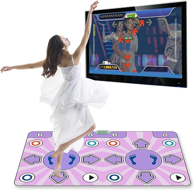 Fabater Wireless Electronic Dance Mat for TV Gaming, Non-Slip Double User Dance Pad with Music & Fitness Games, Interactive Step Mat Family Fun, Portable Dance Floor for Boys Girls Gift