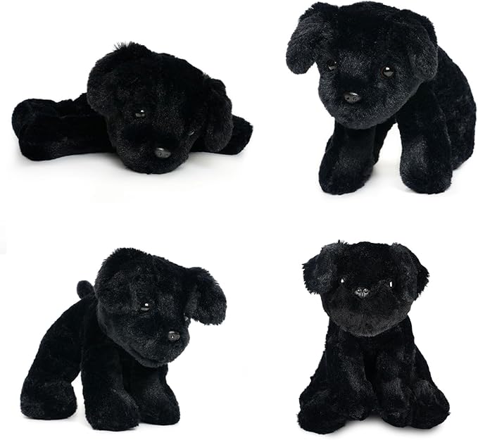 Small Retrievers Labs Labrador Puppy Dog Stuffed Animals Plush Toys for Kids Boys Girls Birthday Bedtime Easter, 7.9" Black