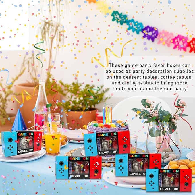 Shescrzionu Video Game Party Favors Boxes 12 PCS-Perfect Gamer Party Favors,Party Favor Boxes with Window,Game On Birthday Decorations Video Game Birthday Decorations,Game Bags,Video Game Gifts Aa01