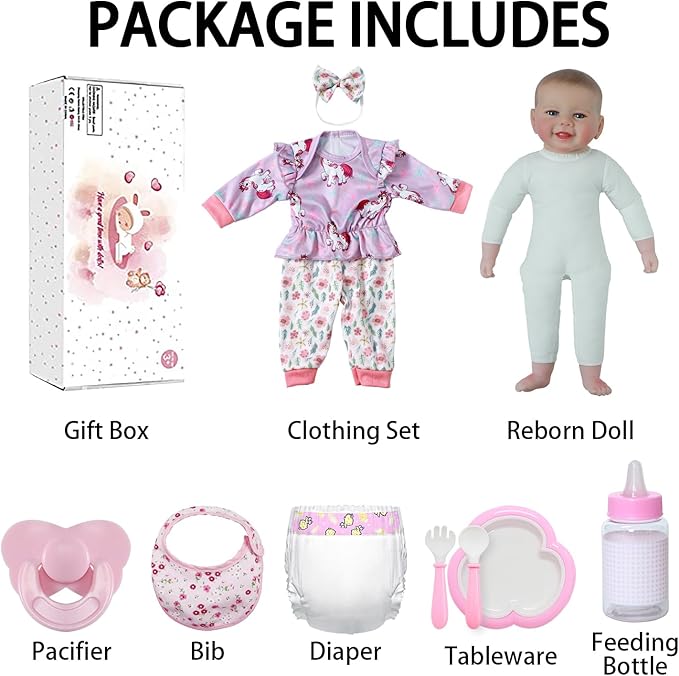 SCOM Baby Doll Girl, 18 inch Realistic Soft Body Baby Doll Real Life Cute Baby with Accessories for 3+ Year Old Gifts