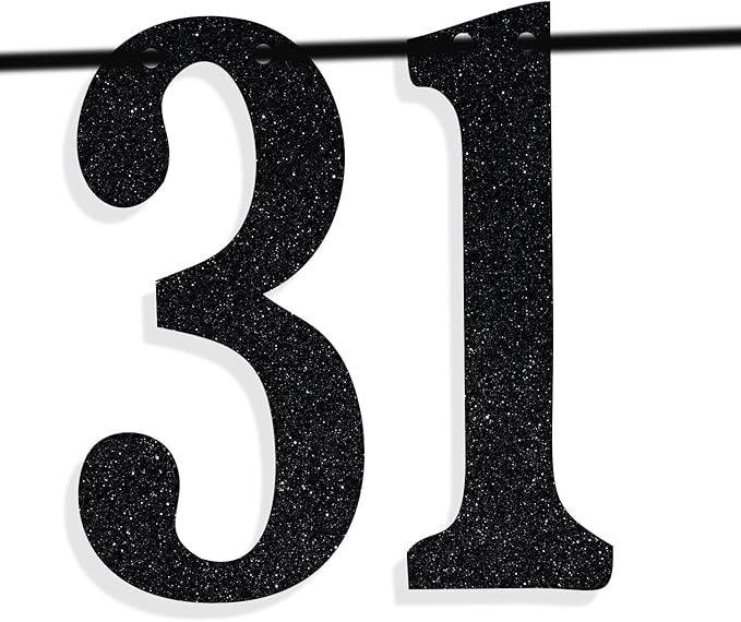 Black Glitter Look at You Turning 31 & Sh*t Banner, Happy 31st Birthday/Level 31 Unlocked/Cheers to 31 Years, Funny 31st Birthday Party Decorations Supplies