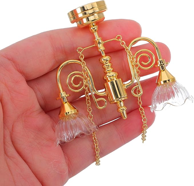 NUOBESTY Dollhouse Ceiling Lamp, 1pc Dollhouse Hanging Lights Led Miniature Doll House Light Battery Operated for DIY Doll House Furniture Accessories