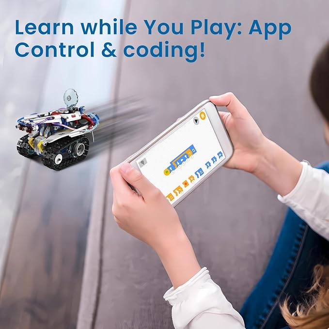 5-in-1 STEM Robot Building Kit for Kids Ages 6-16, Remote & App Controlled, Rechargeable Engineering Learning DIY Coding Toy, Educational Building Blocks Gift for Girls & Boys (603 PCS)