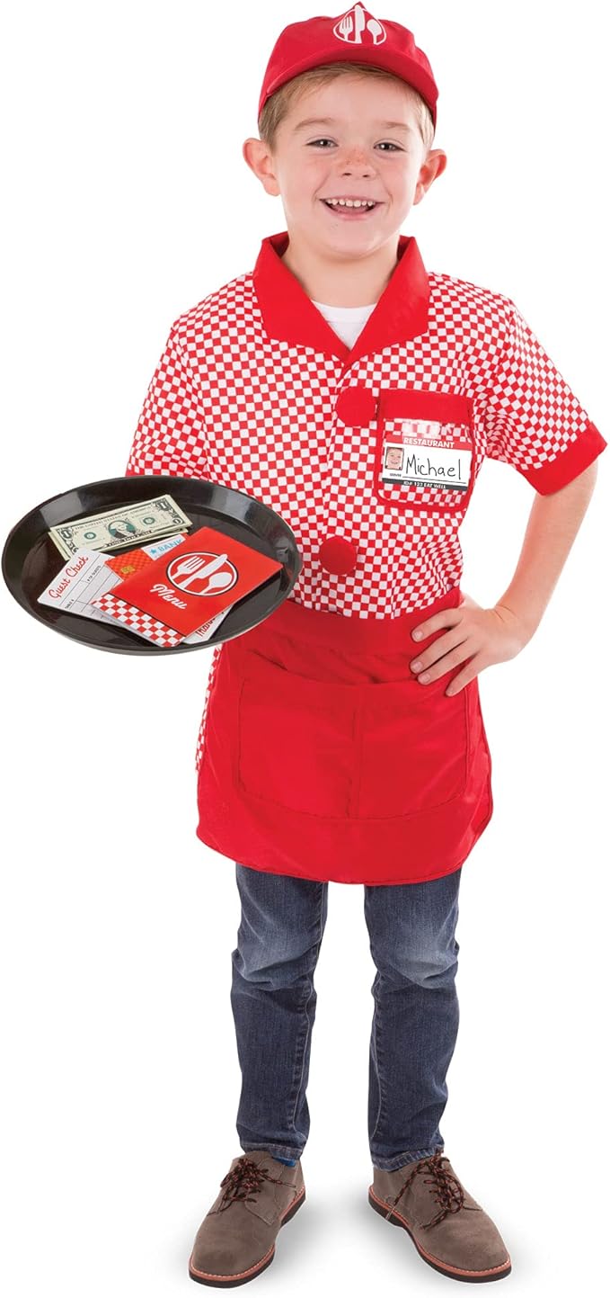 Melissa & Doug Server Role Play Costume Dress-Up Set with Realistic Accessories